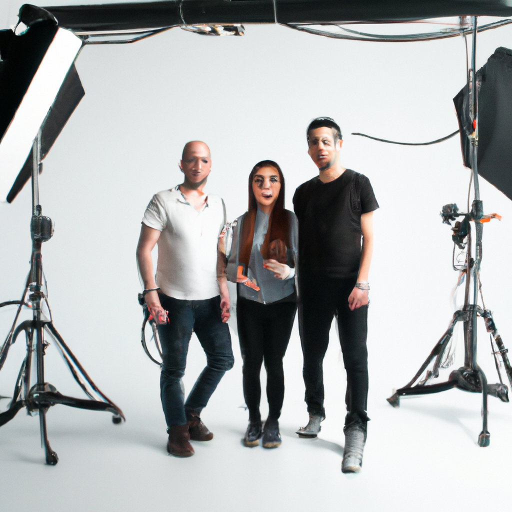 Equipo de Estudio Lumen dentro del estudio en Santiago con iluminación LED suave y ciclorama blanco